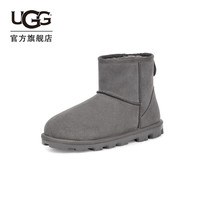 UGG 女士舒适时尚平底纯色圆头休闲经典迷你短靴雪地靴 1115030 炭灰色 41