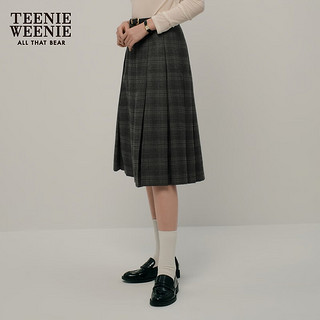 Teenie Weenie【赠腰带】小熊秋季A版百褶长半裙气质复古裙女 深灰色 165/M