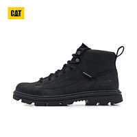 CAT 卡特彼勒 男士户外防泼溅牛皮中帮休闲鞋 黑色 39