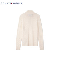 TOMMY HILFIGER24新款秋冬男装纯羊毛拉链半开襟立领绞花针织衫毛衣37898
