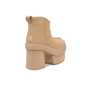 UGG 女士舒适纯色厚底坡跟方头潮流时尚短靴 1157910 芥菜籽色 41