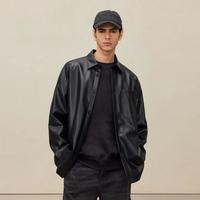 pu皮衬衫男款潮牌高街美式字母刺绣休闲外套