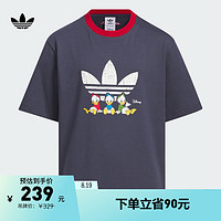 adidas唐老鸭联名宽松短袖T恤男大童儿童夏季阿迪达斯三叶草 暗藏青 116CM