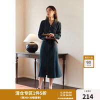 独束大码女装牛仔连衣裙女春季微胖mm撞色复古A型鱼尾裙摆 复古牛仔蓝 XXL