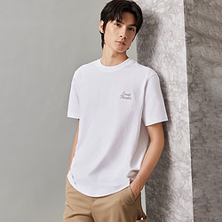 JACK&JONES 杰克琼斯 夏季新款美式刺绣男士短袖T恤休闲纯色字母纯棉上衣男装