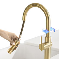 KOHLER 科勒 酷瑞系列 K-22972T-4-2MB 下抽拉厨房龙头+角阀*2 摩登金