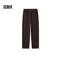 森马（Semir）休闲裤女纯色肌理阔腿裤慵懒松弛感2024冬雪尼尔长裤时尚 咖色调00355 XXL 175/78A