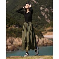 德玛纳 dme【军绿色工装半裙】2024春款灯笼状裙摆小众设计感半身裙