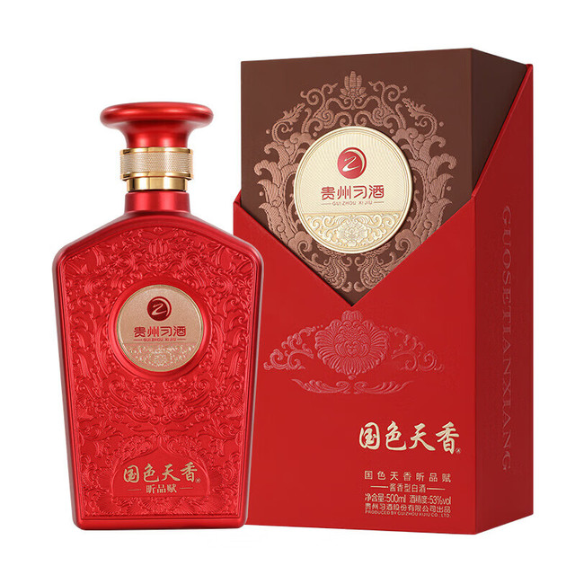 白酒 国色天香 500ml 53% 2年物 习酒XIJIU国色天香酒昕品赋53度酱香型白酒500ml 单瓶【报价价格