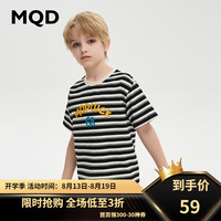 马骑顿(MQD)童装男大童24夏新款学院风潮酷休闲百搭条纹短袖T恤 黑白条 1