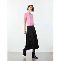 朗姿法式高级感气质显瘦a字针织半身裙高腰时尚裙子2024冬季新款 黑色