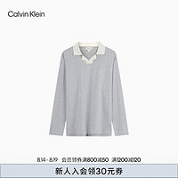 Calvin Klein Jeans24秋季男士简约ck刺绣古巴领纯棉宽松长袖T恤J326594 P01-珍珠灰 S