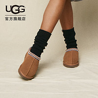 UGG 女士舒适便鞋休闲纯色平底时尚编织鞋口一脚蹬包头鞋 5955 栗色 38