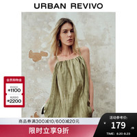 UR2024秋季新款女装时尚慵懒休闲度假风微褶吊带衫UWH240116 卡其绿