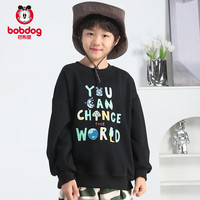 BoBDoG巴布豆男童2024初秋字母环保圆领长袖卫衣儿童装上衣运动休闲装耐磨 黑色 110cm