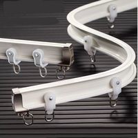 飘窗阳台铝合金弯曲窗帘轨道u型滑轮滑道导轨静音挂钩弧形顶装