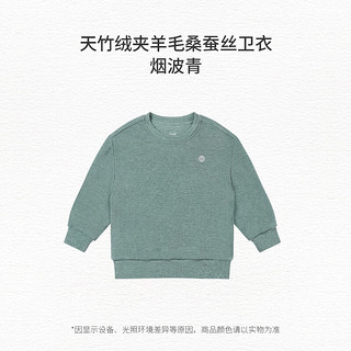 nest designs羊毛桑蚕丝儿童卫衣男女童衣服宝宝秋冬上衣家居服秋冬 烟波青 90码