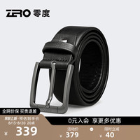 零度Zero男士皮带2024头层牛皮针扣休闲皮带男时尚通勤腰带 黑色 105cm