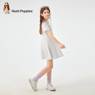 暇步士（Hush Puppies）【抑菌】童装儿童女童2024夏季舒适潮流时尚淑女气质POLO裙 本白 130cm
