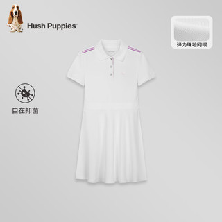 暇步士（Hush Puppies）【抑菌】童装儿童女童2024夏季舒适潮流时尚淑女气质POLO裙 本白 130cm