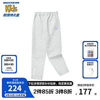 Skechers斯凯奇童装女童秋季休闲宽松时尚运动裤舒适针织长裤P324G042 花纱灰/01KY 120