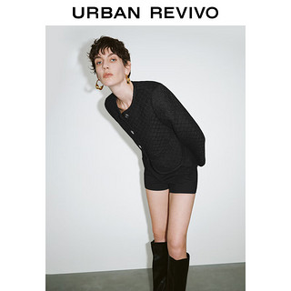 URBAN REVIVO UR2024秋季女装法式气质小香风金属纽扣外套UWM140016 黑色 S