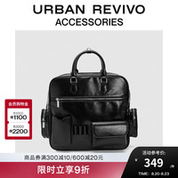 URBAN REVIVO2024秋季女士潮流大容量双肩背包UAYB40016 黑色