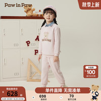 PawinPaw卡通小熊童装2024年秋冬男女宝宽松套装舒适休闲 Pink粉红色/25 90cm