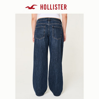 HOLLISTER24秋季低腰深色水洗宽松牛仔裤长裤 女 KI355-4388 靛蓝色 165/76A 10标准版