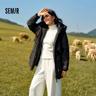 森马（Semir）中国国家地理系列羽绒服女防护外套中长款2024冬鹅绒 黑色（灰鹅绒）90001 M 160/84A