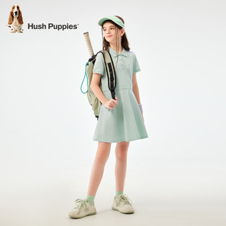 暇步士（Hush Puppies）【抑菌】童装儿童女童2024夏季舒适潮流时尚淑女气质POLO裙 青黛绿 160cm