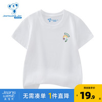 真维斯女童2024秋季新款甜美可爱彩虹印花休闲简约百搭短袖T恤XD
