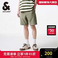 杰克·琼斯（JACK&JONES）夏季时尚商务休闲潮五分裤纯色字母钢印宽松短裤男22429F018 E03 深地衣绿 175/80A/MR