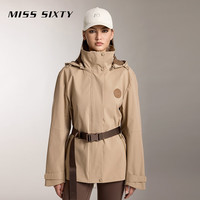 MISS SIXTY2024秋季新款外套女可拆帽机能风衣收腰带