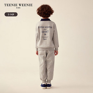 Teenie Weenie Kids小熊童装24秋冬款男童休闲百搭假两件运动卫衣 中灰色 130cm