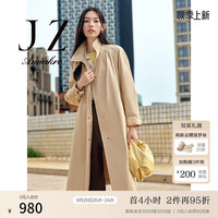 玖姿·安娜蔻简约设计感腰带宽松卡姆登风衣外套女2024秋季 卡其 S