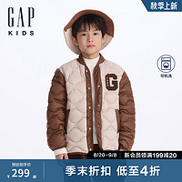 Gap男童2024初秋新款撞色小立领波浪绗线羽绒服儿童装外套641840