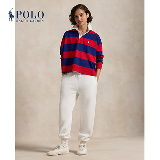 Polo Ralph Lauren 拉夫劳伦 女装 24年秋条纹棉质短款橄榄球衫RL26049 600-红色/运动宝蓝色 XXS