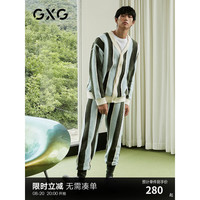 GXG男士家居套装蓝绿条纹开衫型居家服半边绒 蓝绿条 1