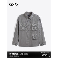 GXG男装 黑白格口袋设计休闲长袖衬衫男 24年秋季G24X033018 黑白格 165/S