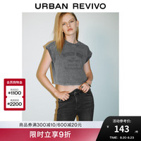 URBAN REVIVO UYY440027 美式做旧印花宽松短袖T恤