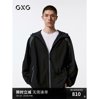GXG男装 商场同款 撞色拼接户外连帽夹克 24年秋季新品G24X213043 黑色 1