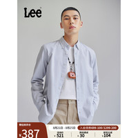 李 Lee24早秋标准版翻领小Logo织标男长袖衬衫休闲LMT009028T12 蓝色 M