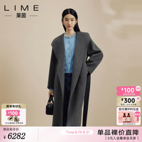 LIME FLARE莱茵羊毛羊绒混纺大衣双面呢大衣2024秋冬大翻领 深灰色 XL