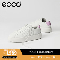 爱步（ECCO）厚底板鞋女 24年夏季新款简约轻奢风轻盈缓震板鞋 街头舞台219603 灰白色/薰衣草紫21960361075