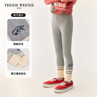 Teenie Weenie Kids小熊童装24秋季女童百搭撞色印花打底裤 藏青色 130cm