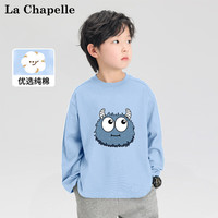 LA CHAPELLE MINI拉夏贝尔童装儿童圆领长袖T恤男女童2024春秋新时尚印花休闲上衣 【男童纯棉长袖】天蓝小怪兽 130