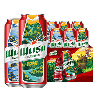 WUSU 乌苏啤酒 新疆大红乌苏500ml*6罐装啤酒 非原箱啤酒