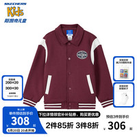 Skechers斯凯奇童装男女童针织棒球服外套春秋季新款长袖休闲外衣L324K012 藏