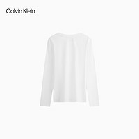 Calvin Klein Jeans24秋季女士休闲ck字母印花修身打底衫长袖T恤J224935 YAF-月光白 L